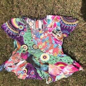 Eclectic shirt. Flowy unique style